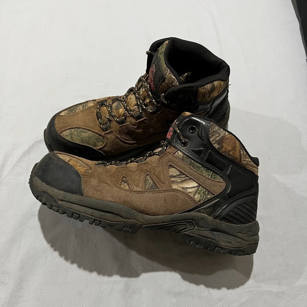 Brahma Mens Camo Leather Buck Steel Toe Rugged Style Work Boots Shoes Size 10.5W